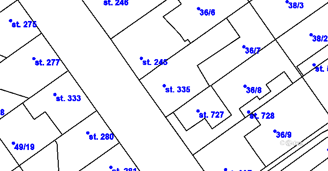 Parcela st. 335 v KÚ Litol, Katastrální mapa