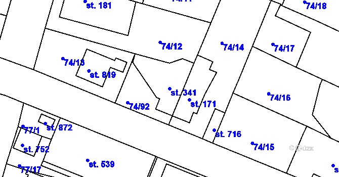 Parcela st. 341 v KÚ Litol, Katastrální mapa