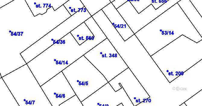 Parcela st. 348 v KÚ Litol, Katastrální mapa