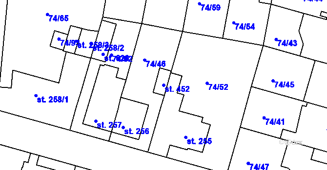 Parcela st. 452 v KÚ Litol, Katastrální mapa