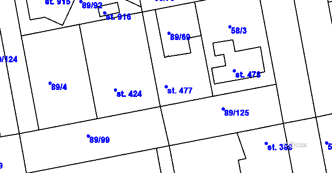 Parcela st. 477 v KÚ Litol, Katastrální mapa