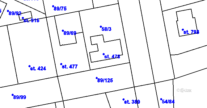 Parcela st. 478 v KÚ Litol, Katastrální mapa