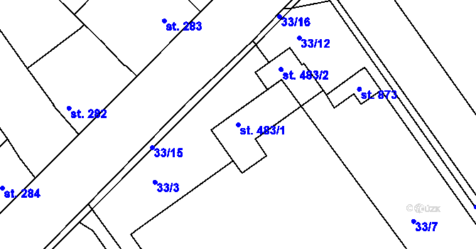 Parcela st. 483/1 v KÚ Litol, Katastrální mapa