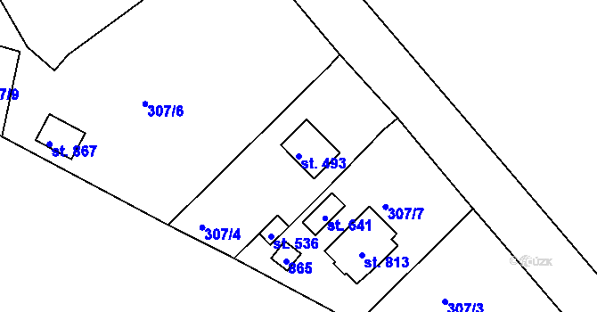 Parcela st. 493 v KÚ Litol, Katastrální mapa