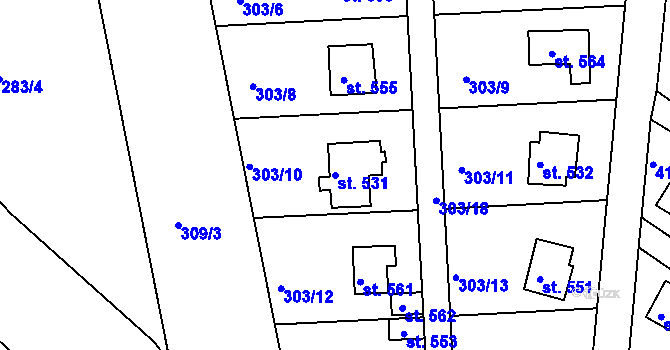 Parcela st. 531 v KÚ Litol, Katastrální mapa