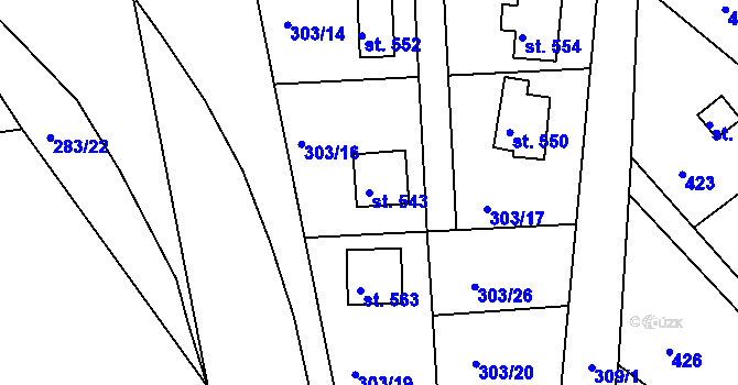Parcela st. 543 v KÚ Litol, Katastrální mapa