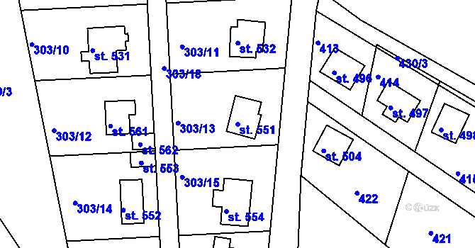 Parcela st. 551 v KÚ Litol, Katastrální mapa