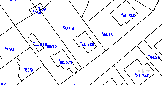 Parcela st. 589 v KÚ Litol, Katastrální mapa