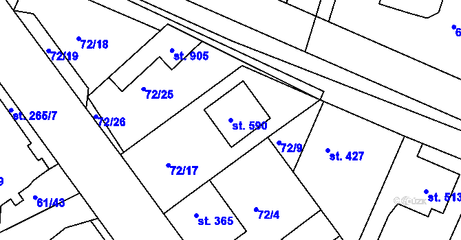 Parcela st. 590 v KÚ Litol, Katastrální mapa