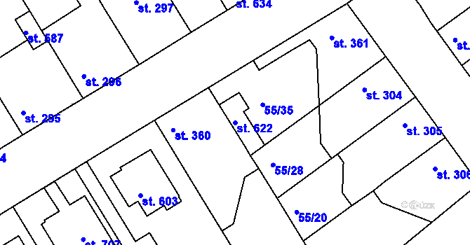 Parcela st. 622 v KÚ Litol, Katastrální mapa
