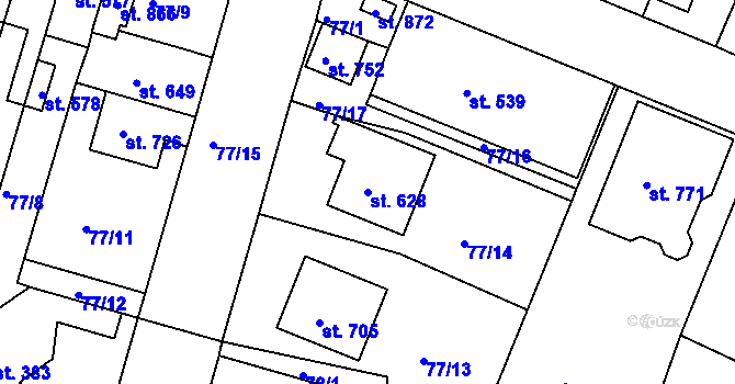 Parcela st. 628 v KÚ Litol, Katastrální mapa