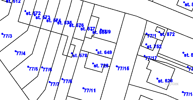 Parcela st. 649 v KÚ Litol, Katastrální mapa