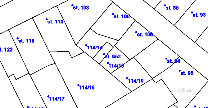 Parcela st. 653 v KÚ Litol, Katastrální mapa