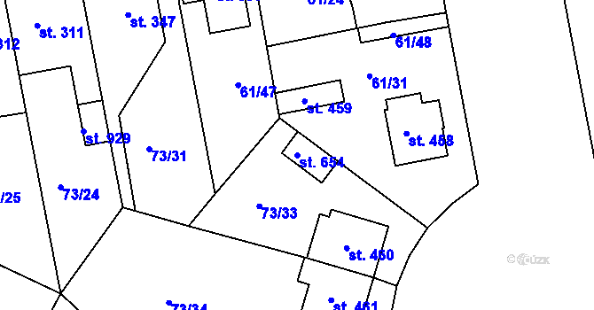 Parcela st. 654 v KÚ Litol, Katastrální mapa