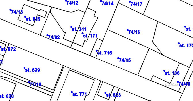 Parcela st. 716 v KÚ Litol, Katastrální mapa
