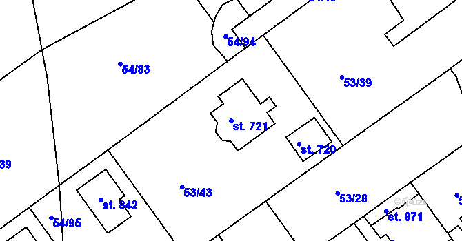 Parcela st. 721 v KÚ Litol, Katastrální mapa