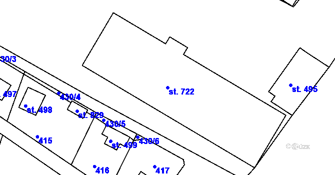 Parcela st. 722 v KÚ Litol, Katastrální mapa