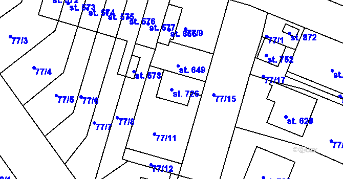 Parcela st. 726 v KÚ Litol, Katastrální mapa