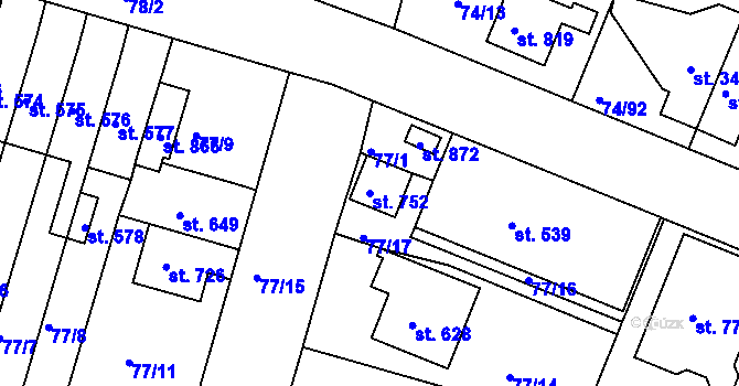 Parcela st. 752 v KÚ Litol, Katastrální mapa