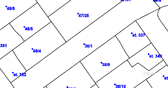Parcela st. 36/1 v KÚ Litol, Katastrální mapa