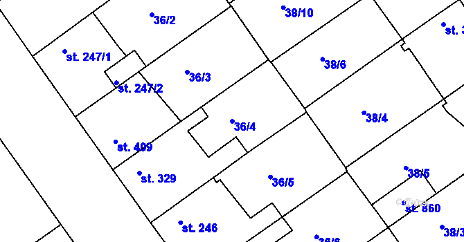 Parcela st. 36/4 v KÚ Litol, Katastrální mapa