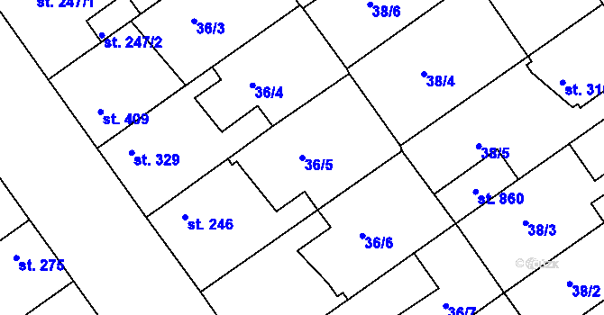 Parcela st. 36/5 v KÚ Litol, Katastrální mapa