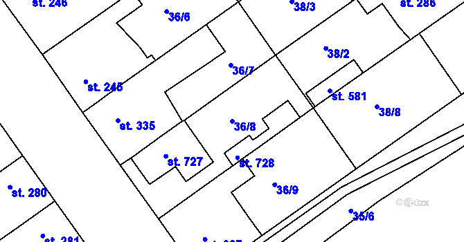 Parcela st. 36/8 v KÚ Litol, Katastrální mapa