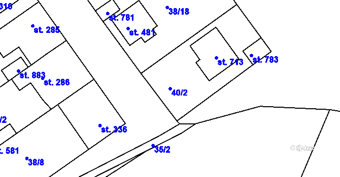Parcela st. 40/2 v KÚ Litol, Katastrální mapa