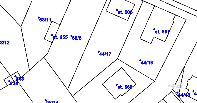 Parcela st. 44/17 v KÚ Litol, Katastrální mapa