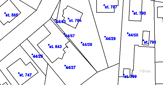 Parcela st. 44/28 v KÚ Litol, Katastrální mapa