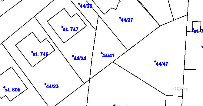 Parcela st. 44/41 v KÚ Litol, Katastrální mapa