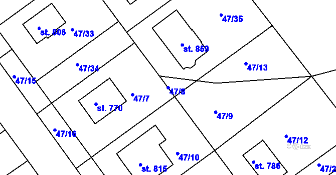 Parcela st. 47/8 v KÚ Litol, Katastrální mapa