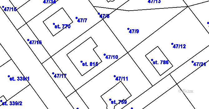 Parcela st. 47/10 v KÚ Litol, Katastrální mapa