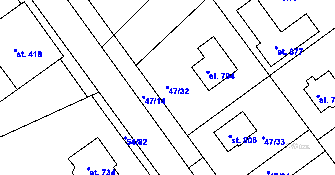 Parcela st. 47/32 v KÚ Litol, Katastrální mapa