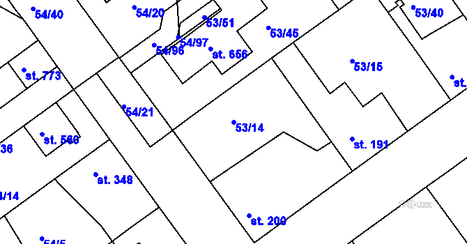 Parcela st. 53/14 v KÚ Litol, Katastrální mapa