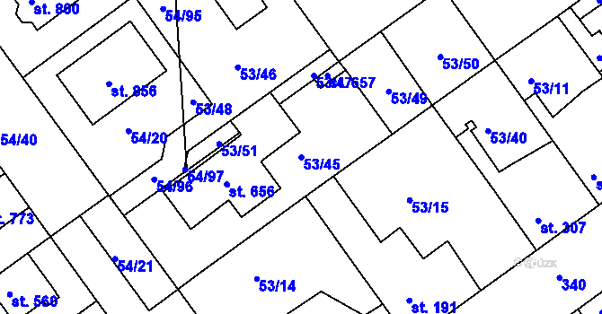 Parcela st. 53/45 v KÚ Litol, Katastrální mapa