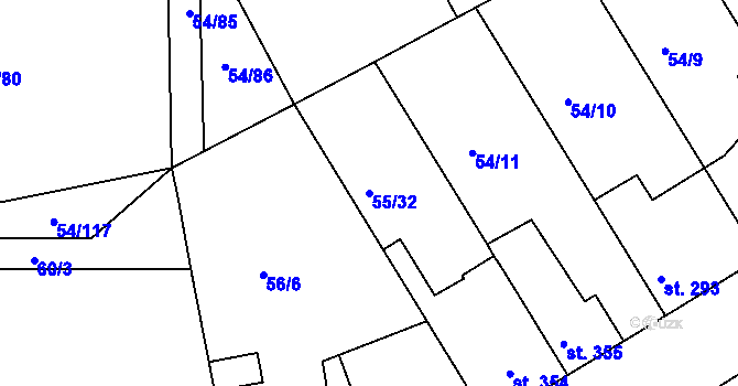 Parcela st. 55/32 v KÚ Litol, Katastrální mapa