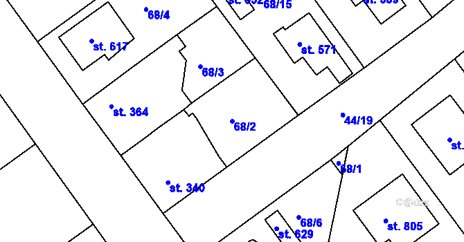 Parcela st. 68/2 v KÚ Litol, Katastrální mapa