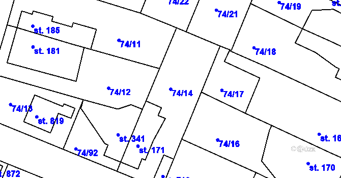 Parcela st. 74/14 v KÚ Litol, Katastrální mapa