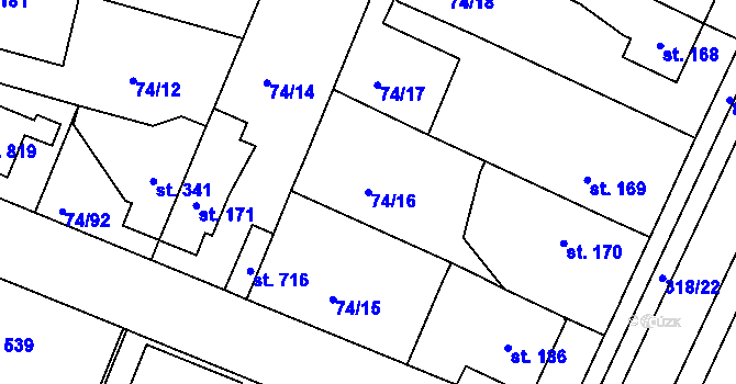 Parcela st. 74/16 v KÚ Litol, Katastrální mapa