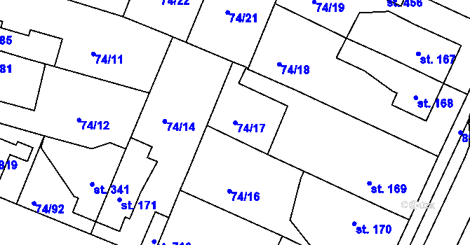 Parcela st. 74/17 v KÚ Litol, Katastrální mapa