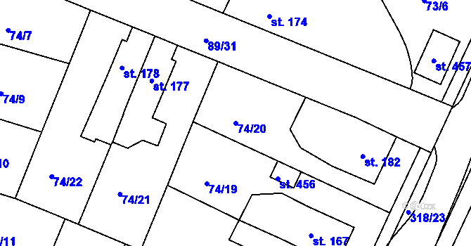 Parcela st. 74/20 v KÚ Litol, Katastrální mapa