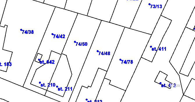 Parcela st. 74/48 v KÚ Litol, Katastrální mapa