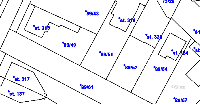 Parcela st. 89/51 v KÚ Litol, Katastrální mapa