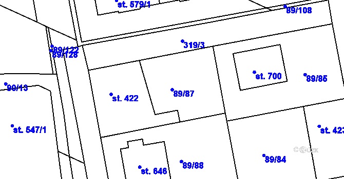Parcela st. 89/87 v KÚ Litol, Katastrální mapa