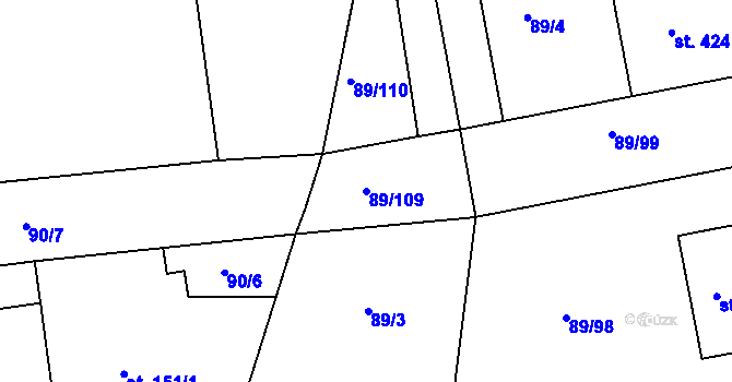 Parcela st. 89/109 v KÚ Litol, Katastrální mapa