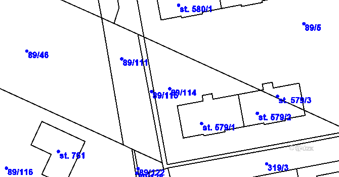 Parcela st. 89/114 v KÚ Litol, Katastrální mapa