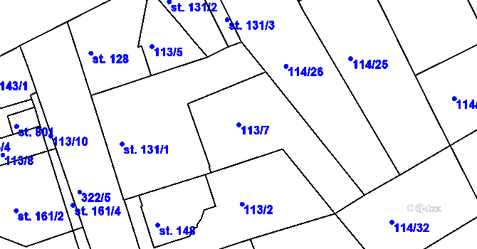 Parcela st. 113/7 v KÚ Litol, Katastrální mapa