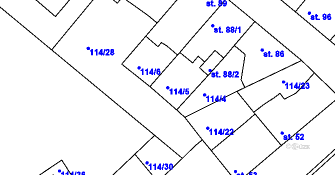Parcela st. 114/5 v KÚ Litol, Katastrální mapa