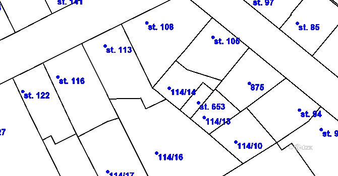 Parcela st. 114/14 v KÚ Litol, Katastrální mapa